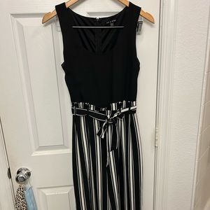 Black and white striped jumpsuit